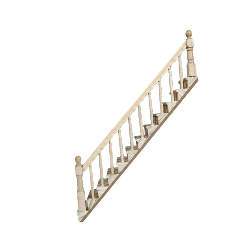 1:12 Diy Miniatur ZubehöR Rechts Treppen Handlauf Holz MöBel Spielzeug Kinder Geschenk Weihnachten Modell-image