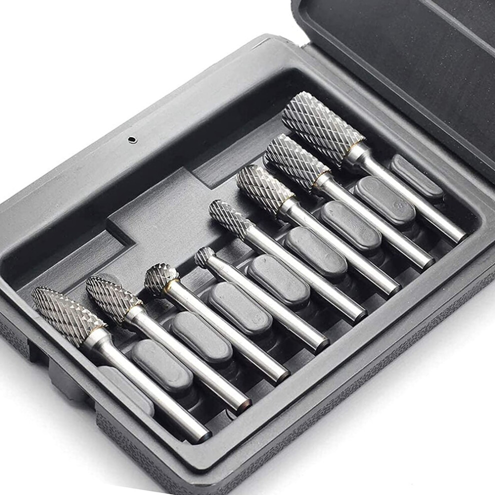 8Pcs Carbide Burr Set 1/4Inch Shank Tungsten Steel Double Cut Die Grinder Bits, Rotary For Polishing 4852694705787