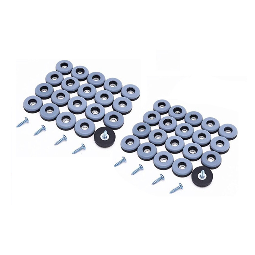 Lot de 40 patins de meubles en PTFE, faciles à déplacer, avec vis, pour sols carrelés et parquets, ronds de 30 mm