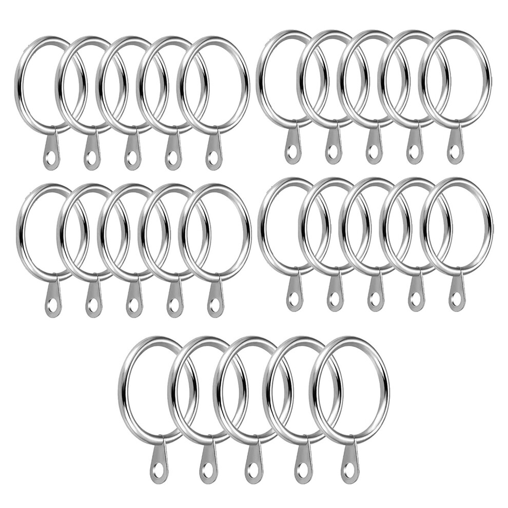24 Pack Metal Curtain Rings, 30mm Internal Diameter Eyelets for Poles, Rods and Drapery, Silver
