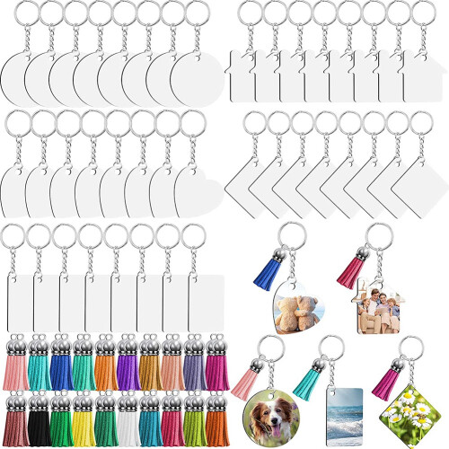 160 PCS Sublimation Ornament Blanks,Sublimation Blank Keychains MDF Διπλής όψης μπρελόκ 1