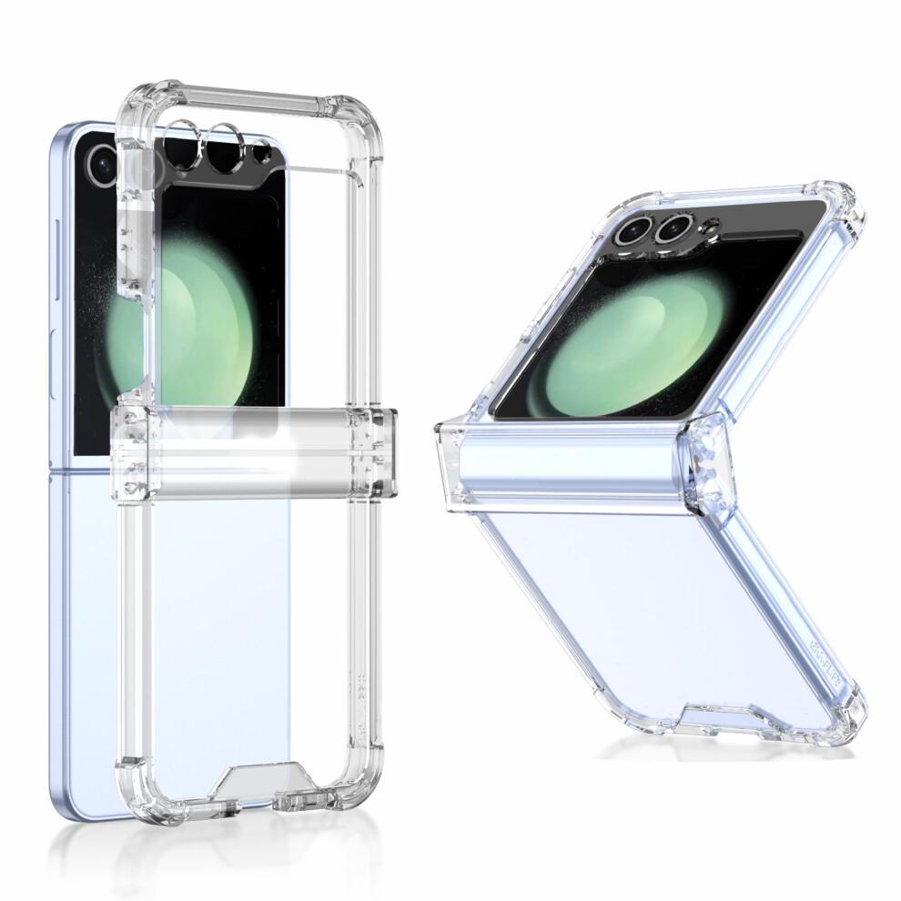 (Clear No Ring, For Samsung Z Flip 5) Silicone Ring Holder Clear Case forGalaxy Z Flip 5 5G Flip5 Hinge All Inclusive Protection Anti-Scratch Fashion Cover