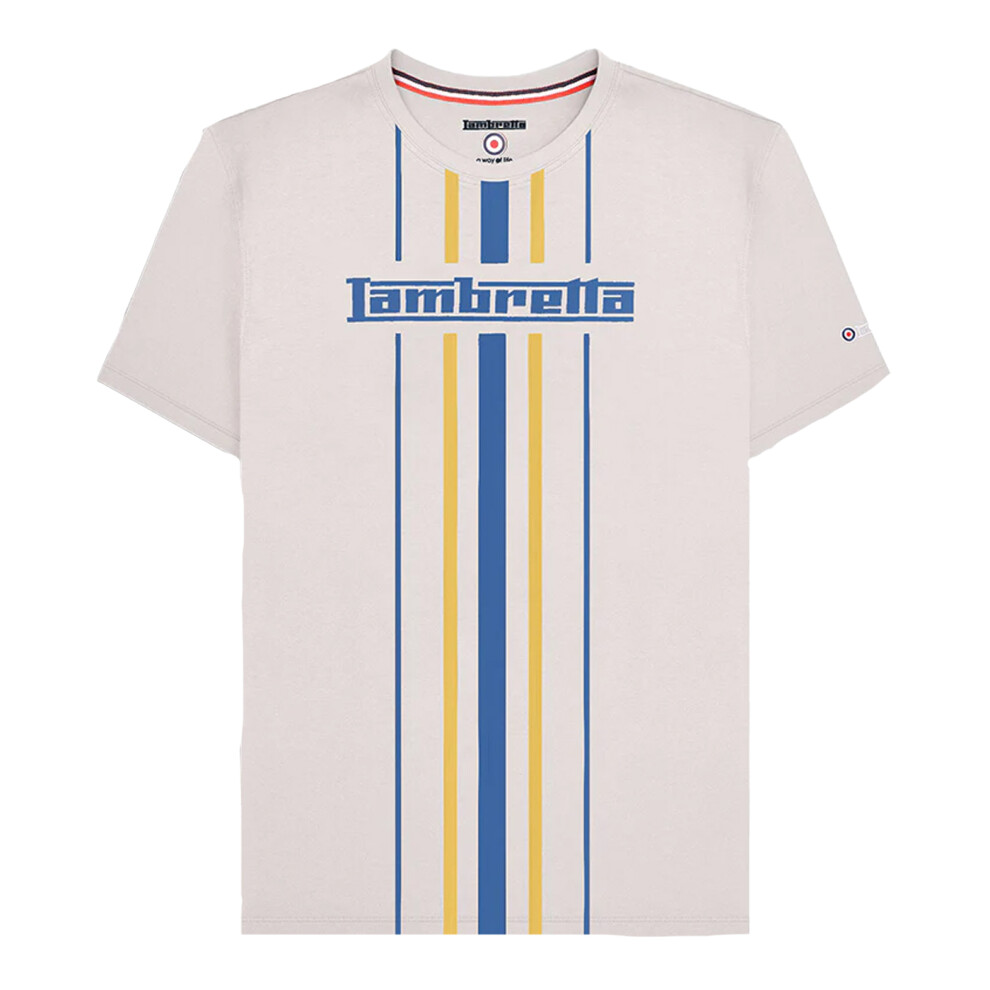(XL, Whitecap Grey) Lambretta Mens Vertical Stripe T-Shirt