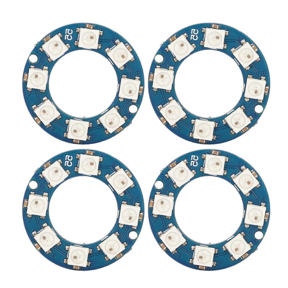 (As show, One size) 4Pcs LED Ring Lamp Board RGB Full Color 8pcs LED WS2812 5050 Chip for Decoration-image-OPC-PGGQFB9-NEW