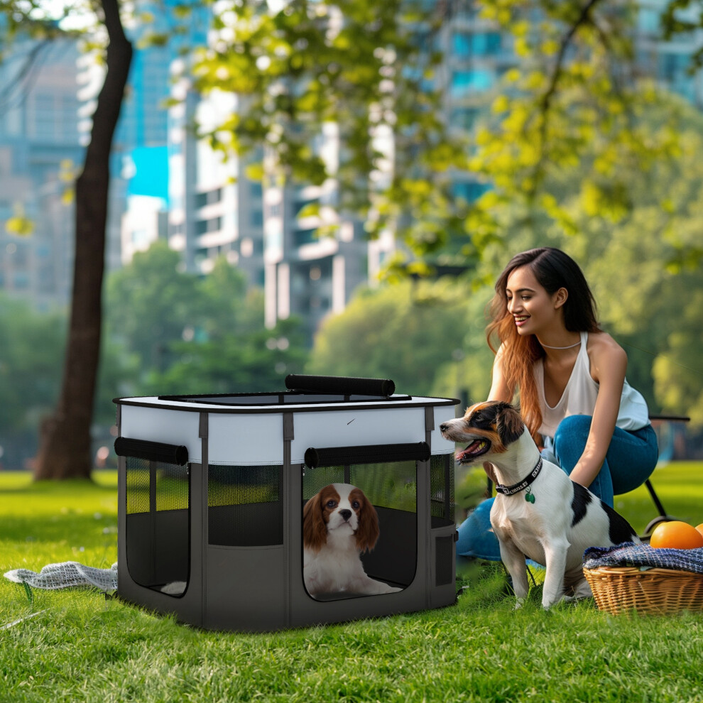 Portable Exercise Enclosure for Puppies Rabbits Kittens Guinea Pigs Grey - Image 3