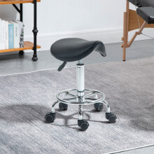 HOMCOM Saddle Chair - Rolling Salon Stool for Beauty, Massage, Spa & Clinic (Black) 503-009V70BK