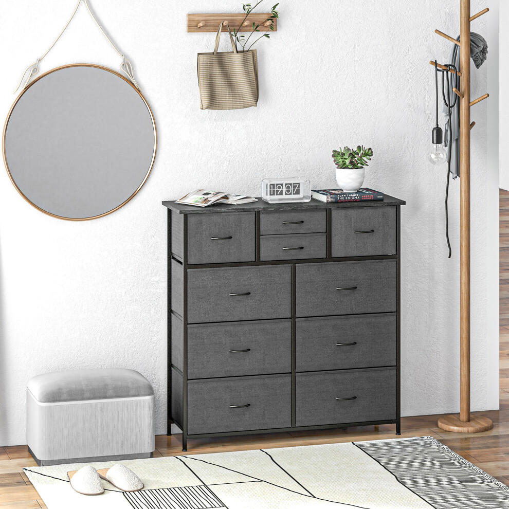 Homcom Bedroom Chest Of Drawers Fabric Dresser W/ Foldable Drawers Black
