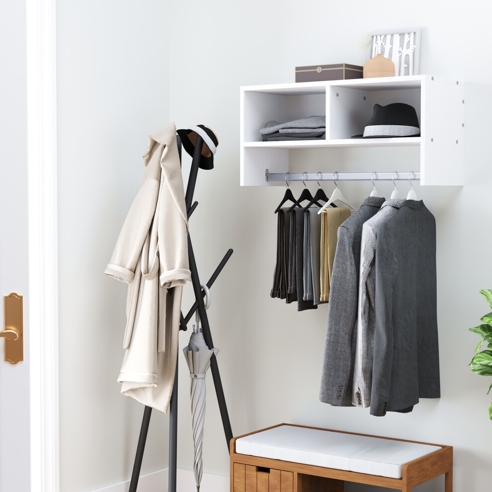 HOMCOM Wall Mounted Storage Hat Rack Hanging Coat Organizer Hanger Home White