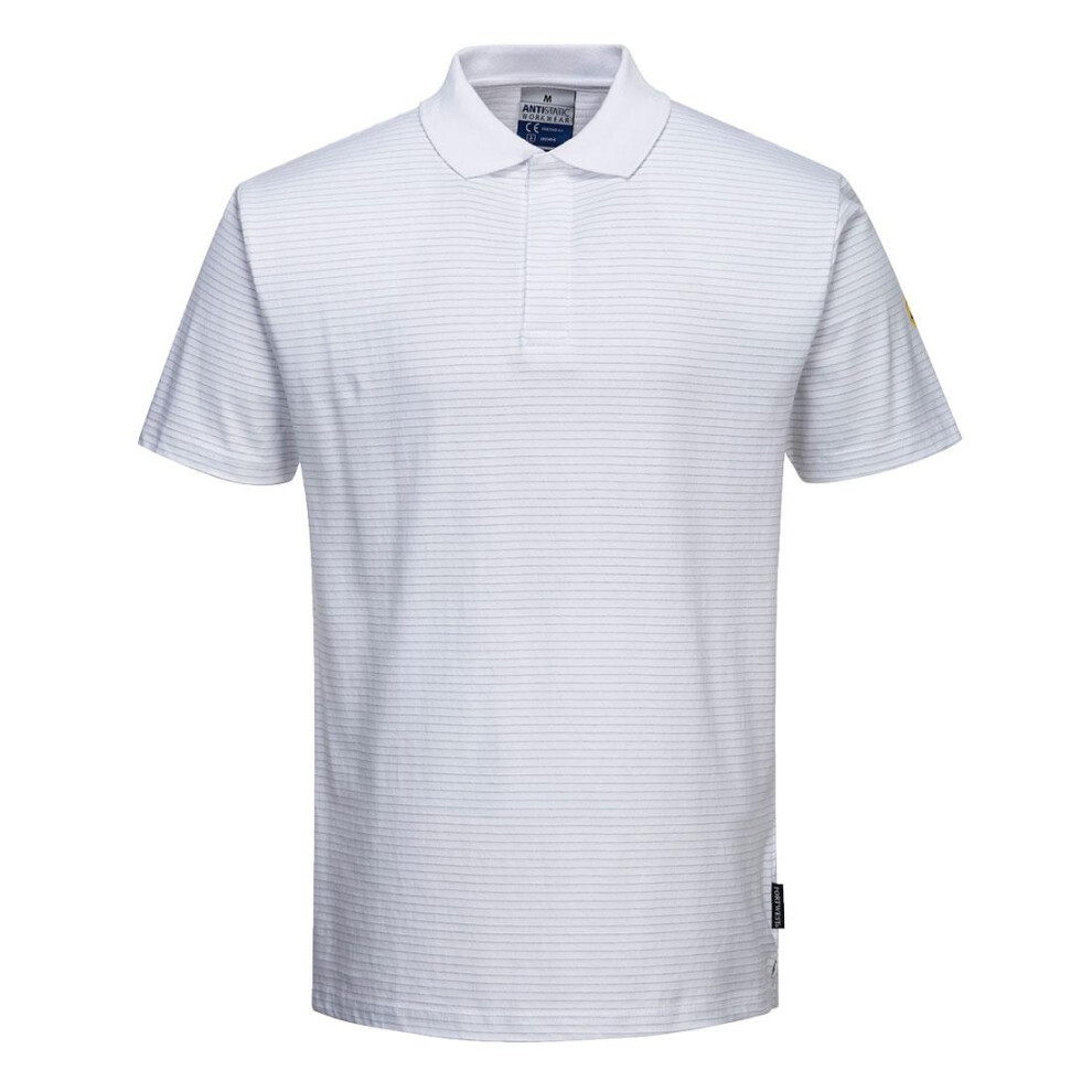 (S, White) Portwest Mens Anti-Static Polo Shirt