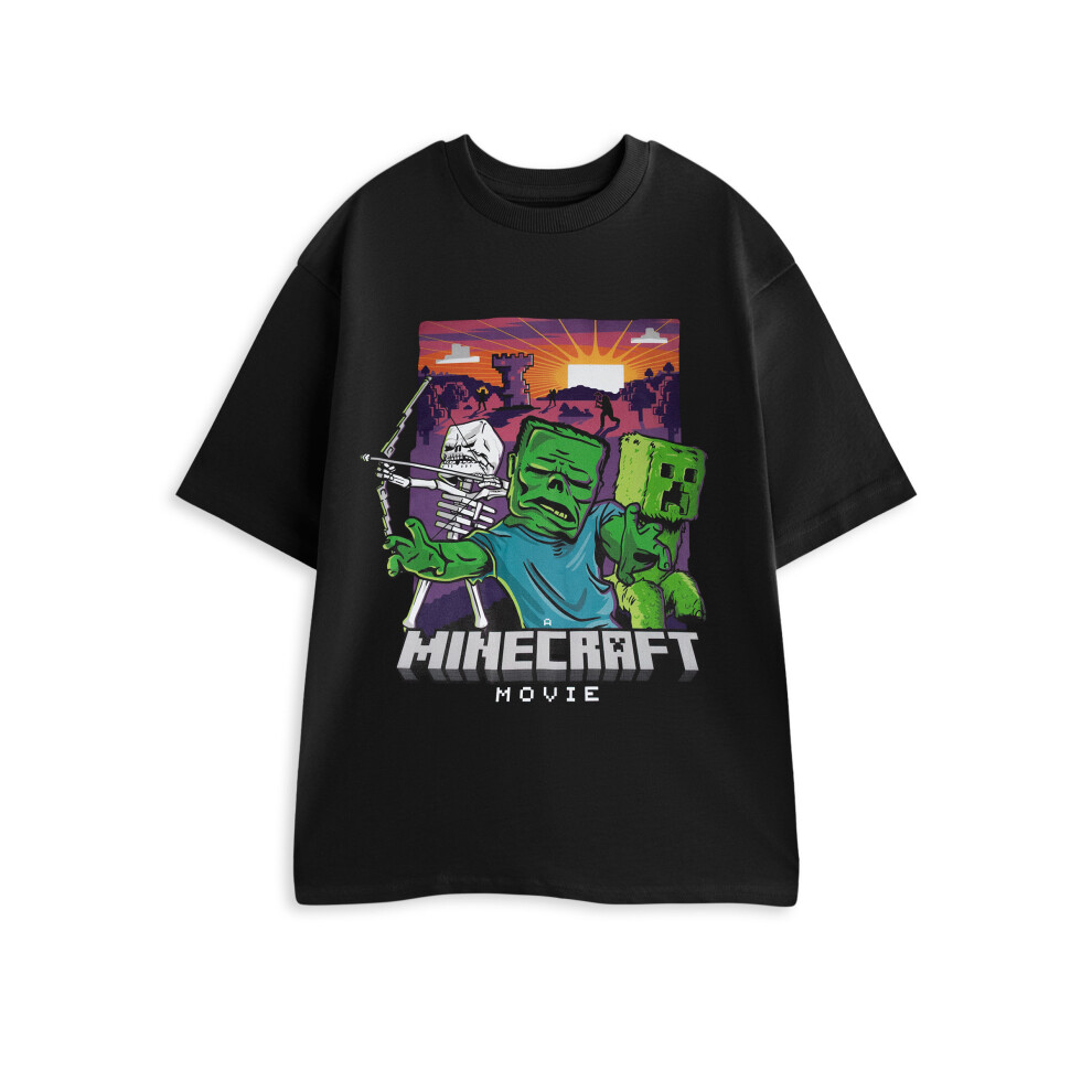 (Large) Minecraft Short Sleeved T-Shirt (Mens Black)