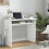 Homcom HOMCOM Computer Desk Writing Table Study Workstation Storage White Wood Grain 1