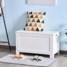 HOMCOM Storage Box Toy Chest Cabinet Unit Organizer with Safety Hinges White