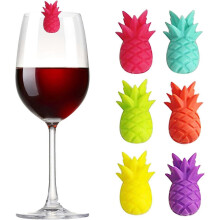 (As show, One size) Pineapple Model Glass Markers Set of 6 Silicone Beverage Wine Beer Glass Markers Glamour Labels