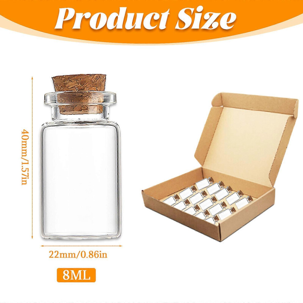 (As show, One size) 15 Pcs Small Glass Bottles, 8ml Mini Glass Jars, Corks, For DIY Crafts, Decoration-image-OPC-PGGQSM8-NEW