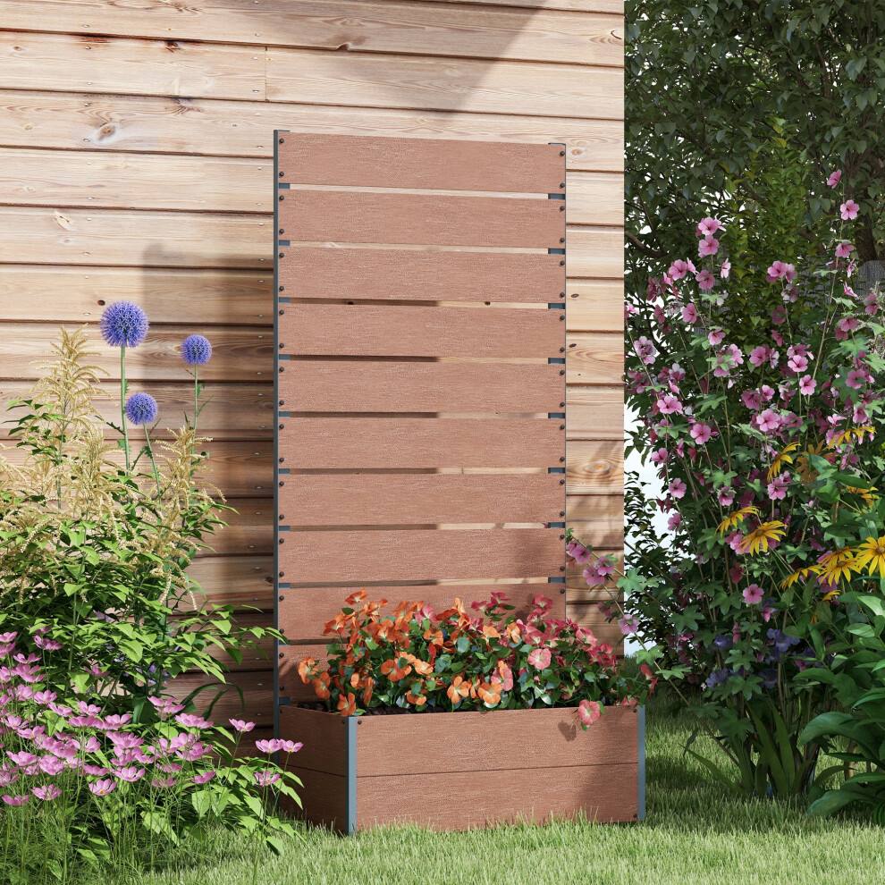 Outsunny Raised Garden Bed with Trellis and Drainage Hole, Planter Box Brown