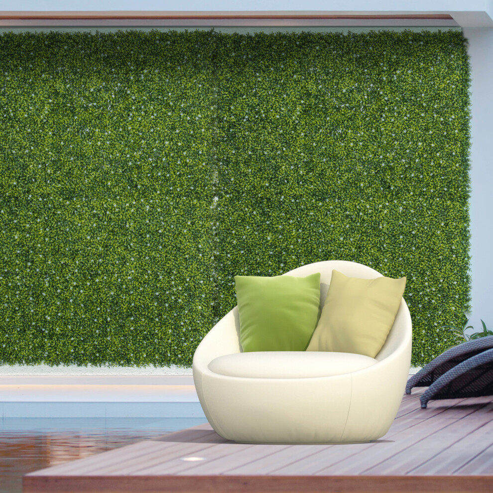 Outsunny 12Pcs 50Cm X 50Cm Artificial Boxwood Panel Milan Grass With Flowers