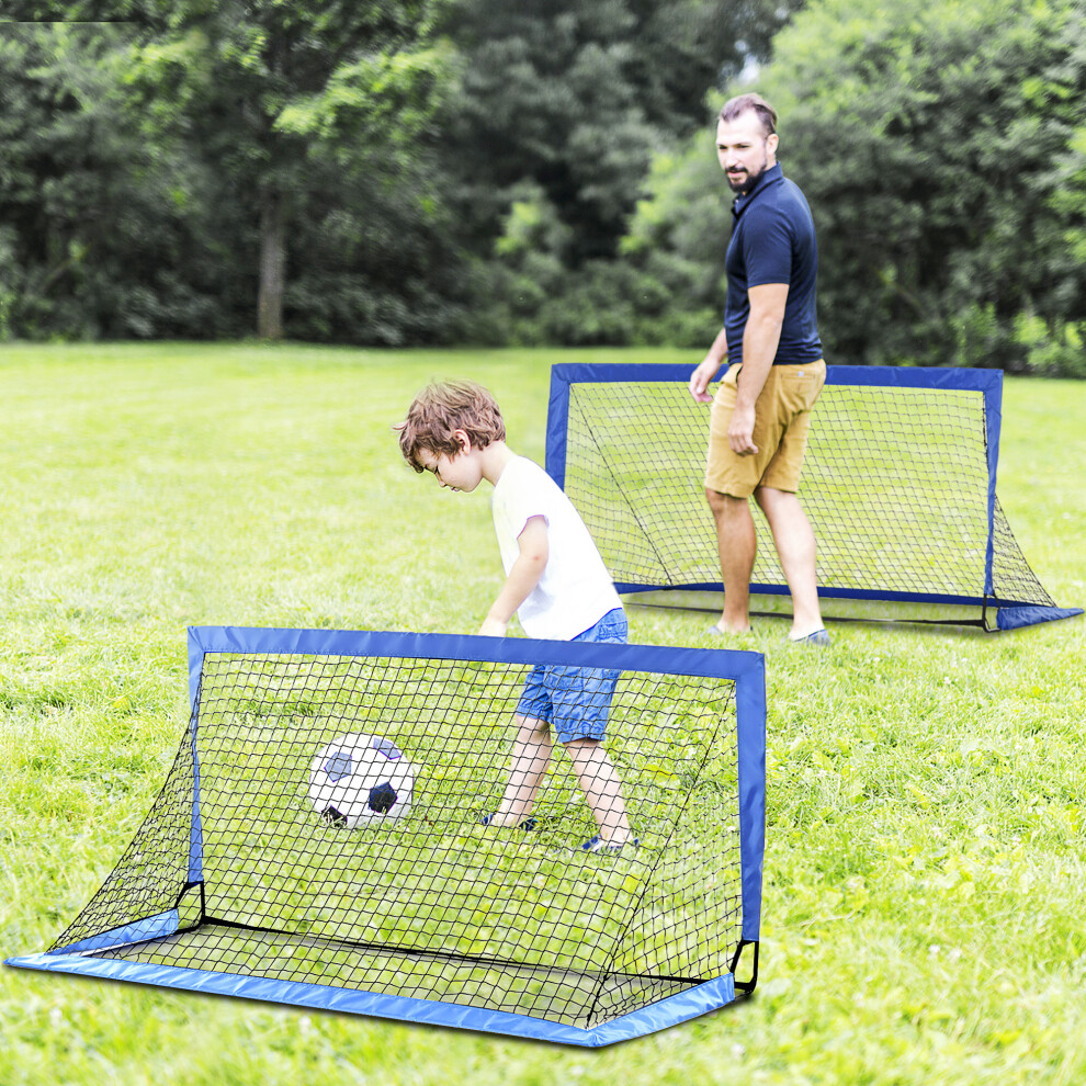 Homcom Football Goal Folding Outdoor With All Weather Net 6'X3' Blue