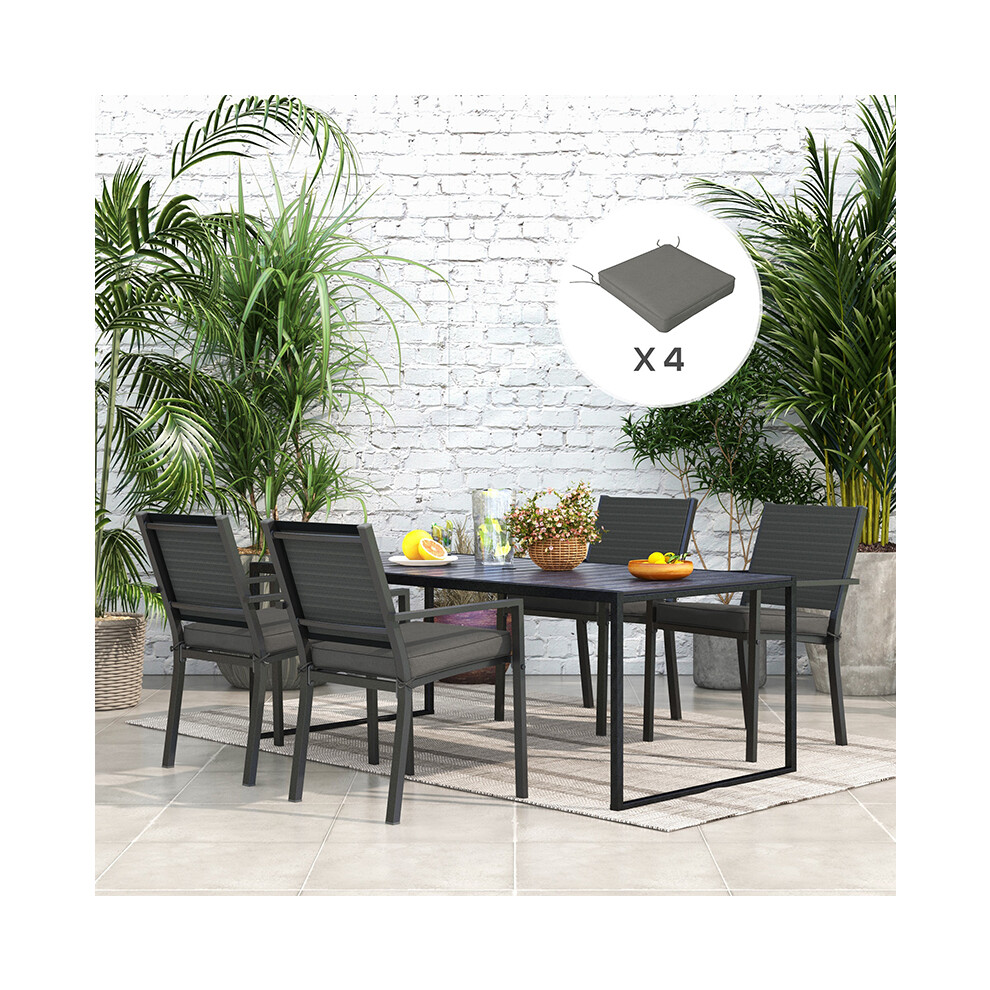 Outsunny Set of 4 Outdoor Seat Cushion with Ties, for Patio Furniture, Grey