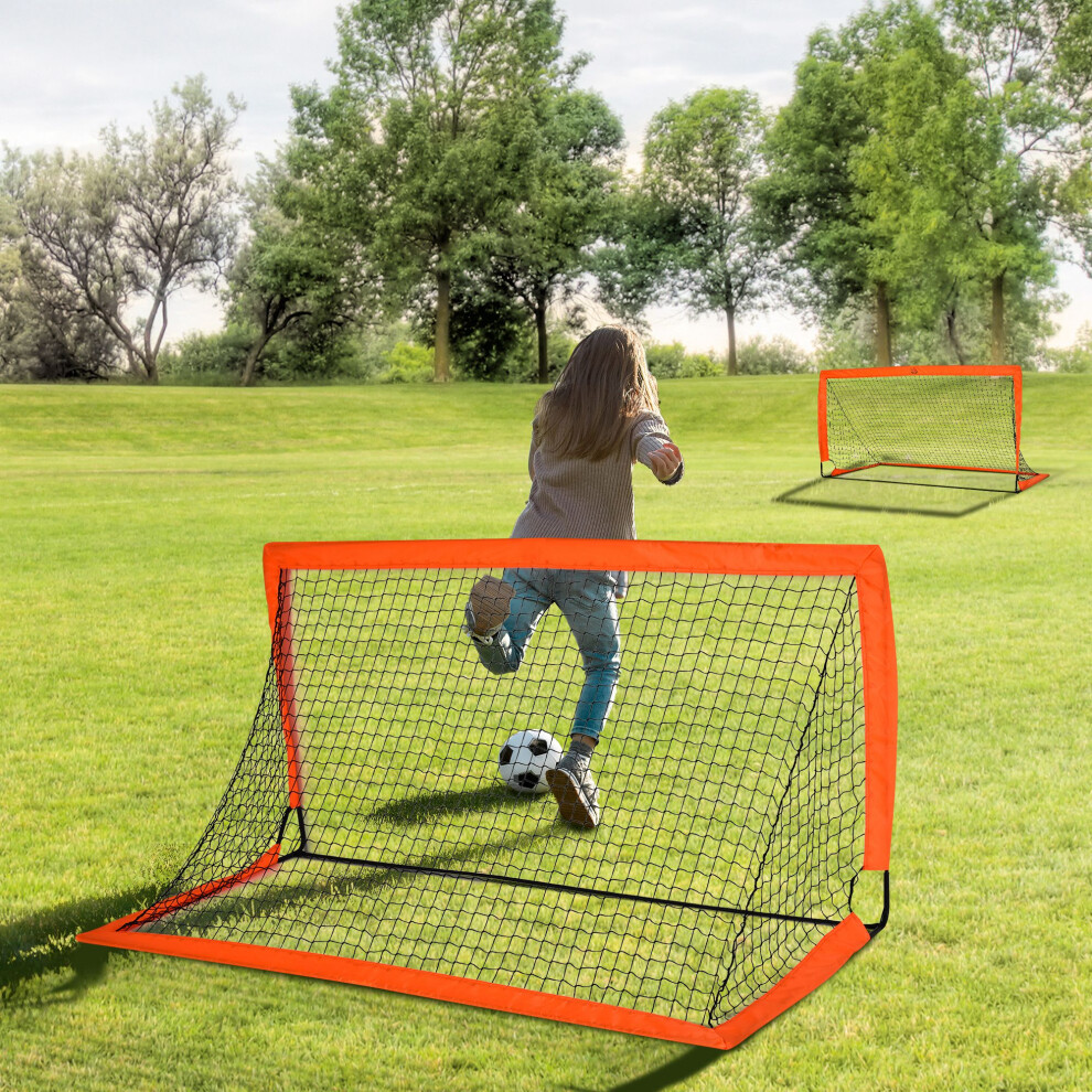 Homcom Football Goal Folding Outdoor With All Weather Net 6'X3' Orange