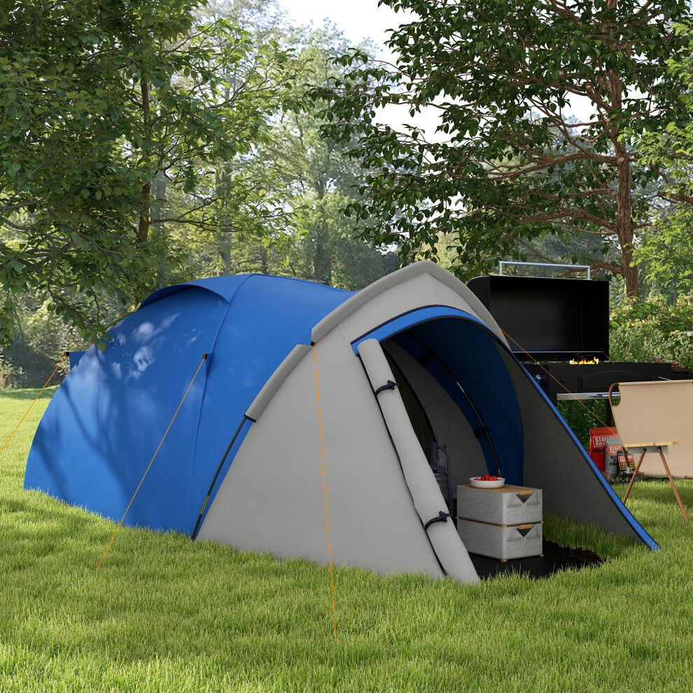 Outsunny Compact Camping Tent W/ Vestibule & Mesh Vents For Hiking Blue