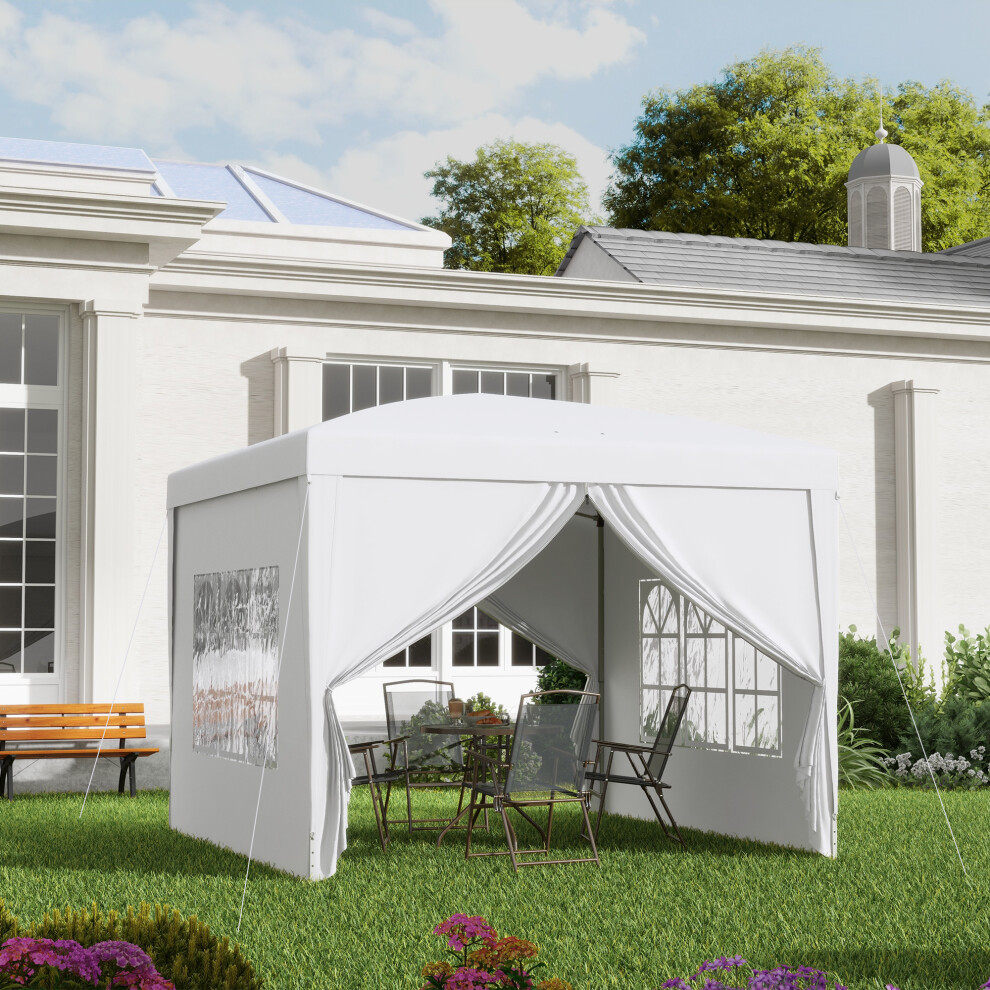 Outsunny 3Mx3m Pop Up Gazebo Party Tent Canopy Marquee With Storage Bag White