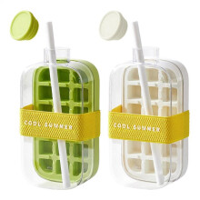 (Green) Small Ice Maker Cup Kitchen Gadget For Making Freezing Cubes Silicone Freezer Ice Trays For Chilled Beverages Milk Whiskey