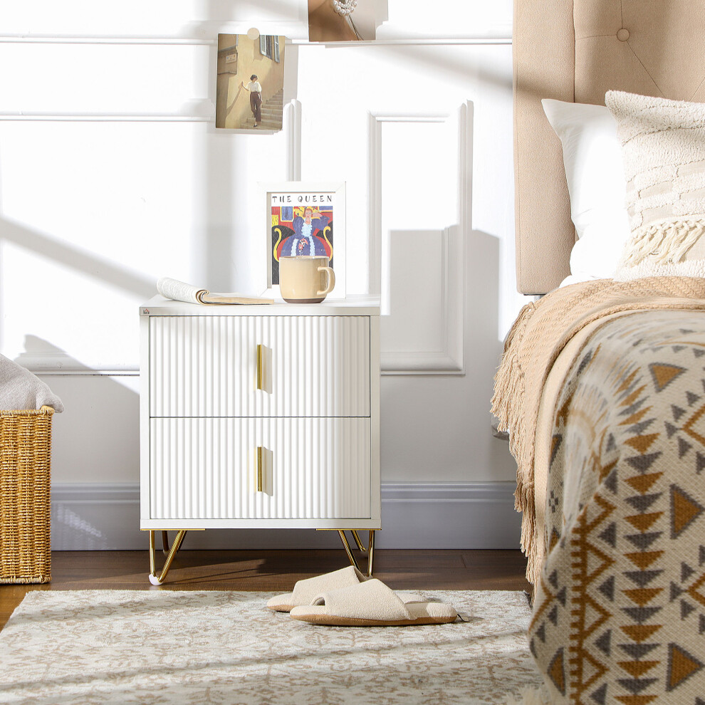 HOMCOM 2 Drawer Dresser, Chest of Drawers Storage Cabinet, White