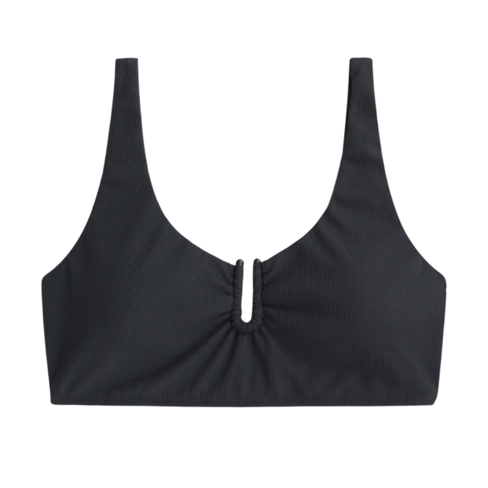 (16 UK, Black) Animal Womens/Ladies Florence Ribbed Bikini Top