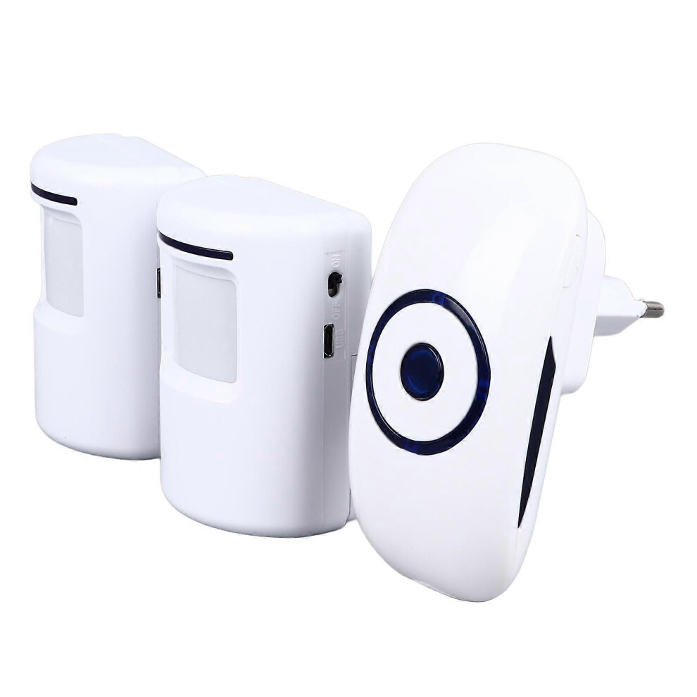 (As Show, One Size) Infrared Sensor Door Bell With 2 Transmitter 1 Receiver Split Design Accurate Detection Eu Plug 90 To 260V 6910540341317