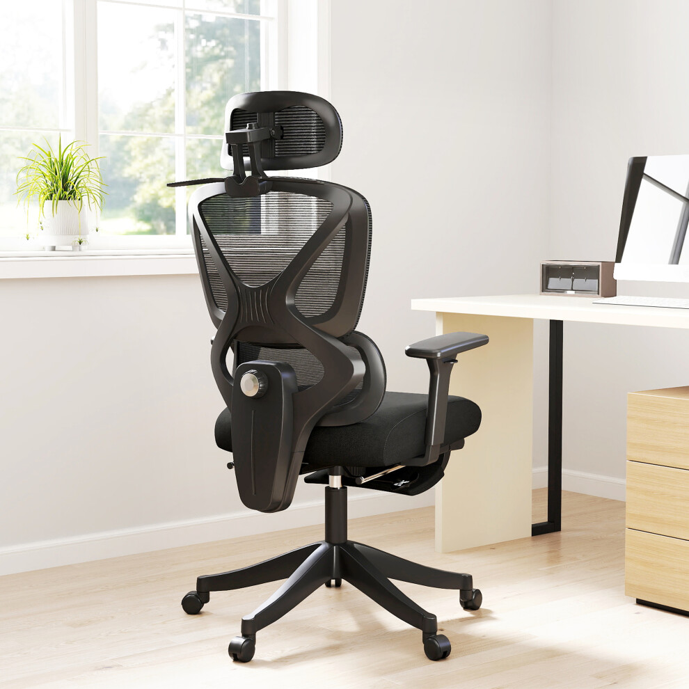 HOMCOM Executive Office Chair, Recliner Computer Chair with Footrest, Black