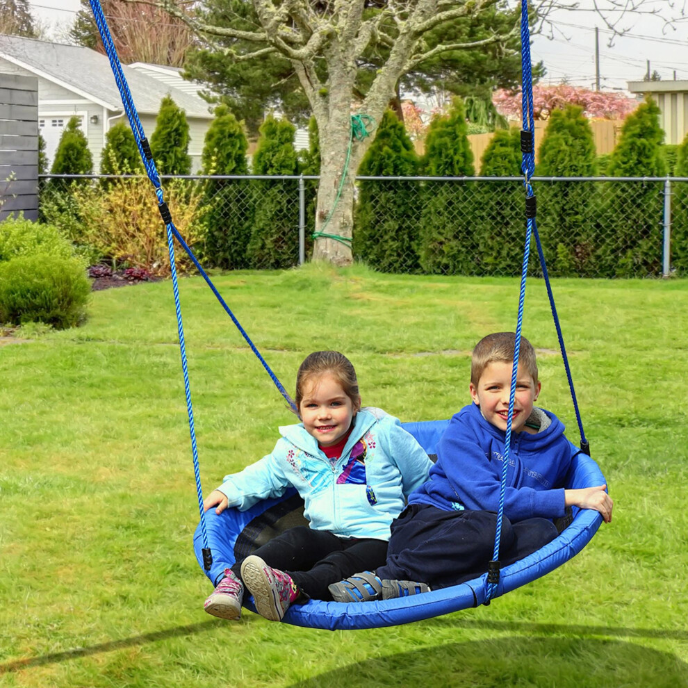 Homcom 100Cm Round Nest Swing For Kids - Steel Frame, 100Kg Capacity, 3-8 Years, Indoor/Outdoor Playset