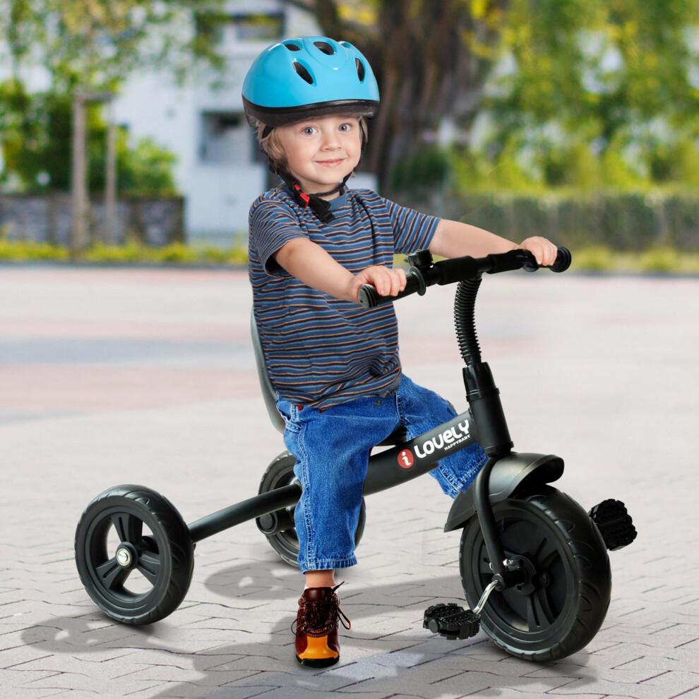 HOMCOM Baby Kids Children Toddler Tricycle Ride on Trike W/ 3 Wheels Black-image-OPC-P5MZ8TC-NEW