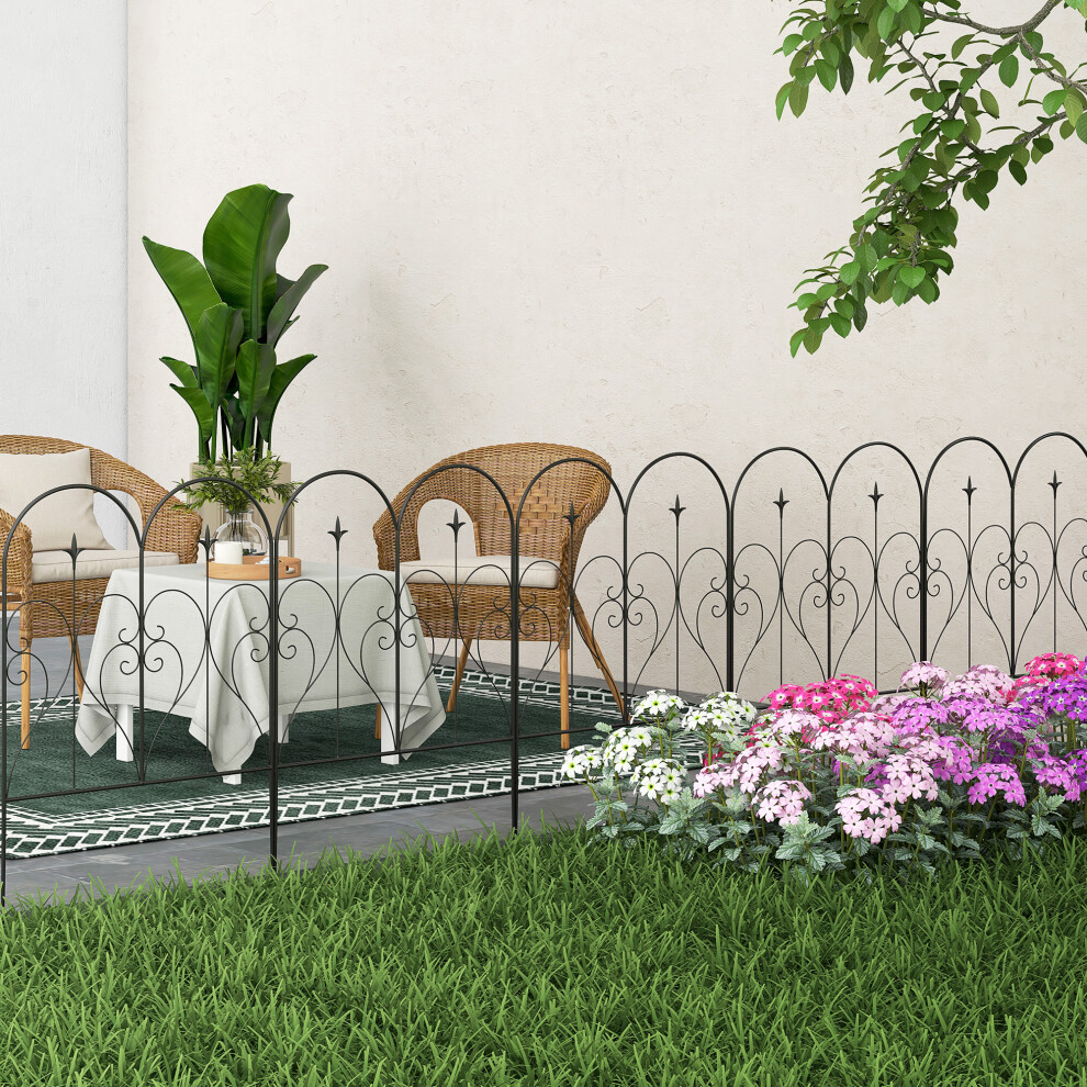 Outsunny 5Pcs Decorative Garden Fencing 32In X 10Ft Metal Border Edging