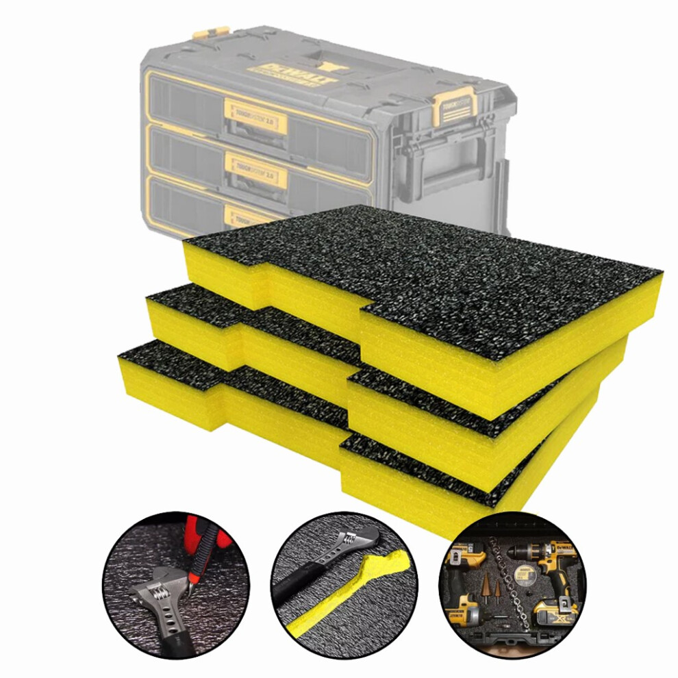 DWST08330-1 Toughsystem 2.0 Toolbox 3 Shallow Drawer + 3x Shadow 50mm Foam Inlay