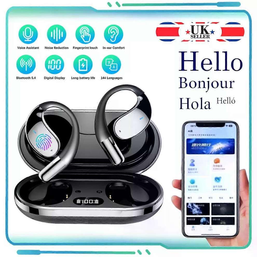 (As show, One size) 144+ Language AI Translator Earbuds Wireless Bluetooth 5.4 Headphones For iOS UK-image-OPC-PGGR2DD-NEW