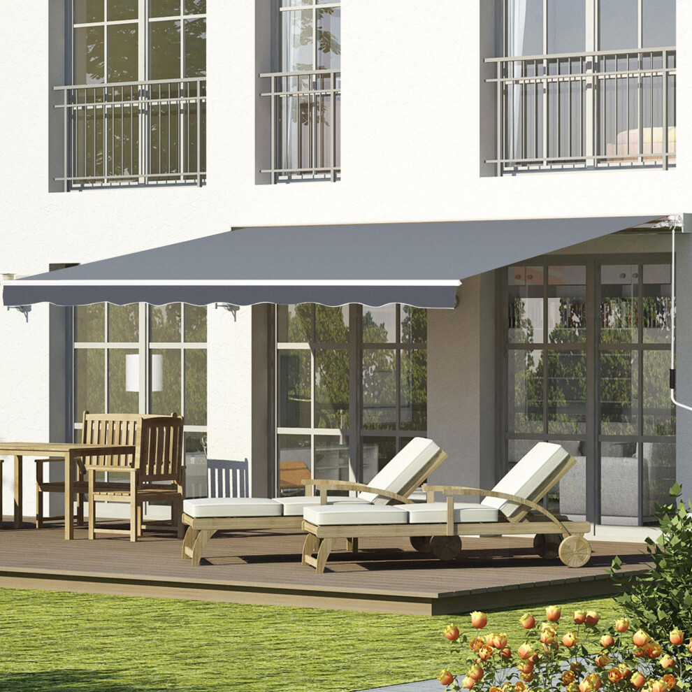 Outsunny Garden Sun Shade Canopy Retractable Awning, 2.5 x 2m, Grey