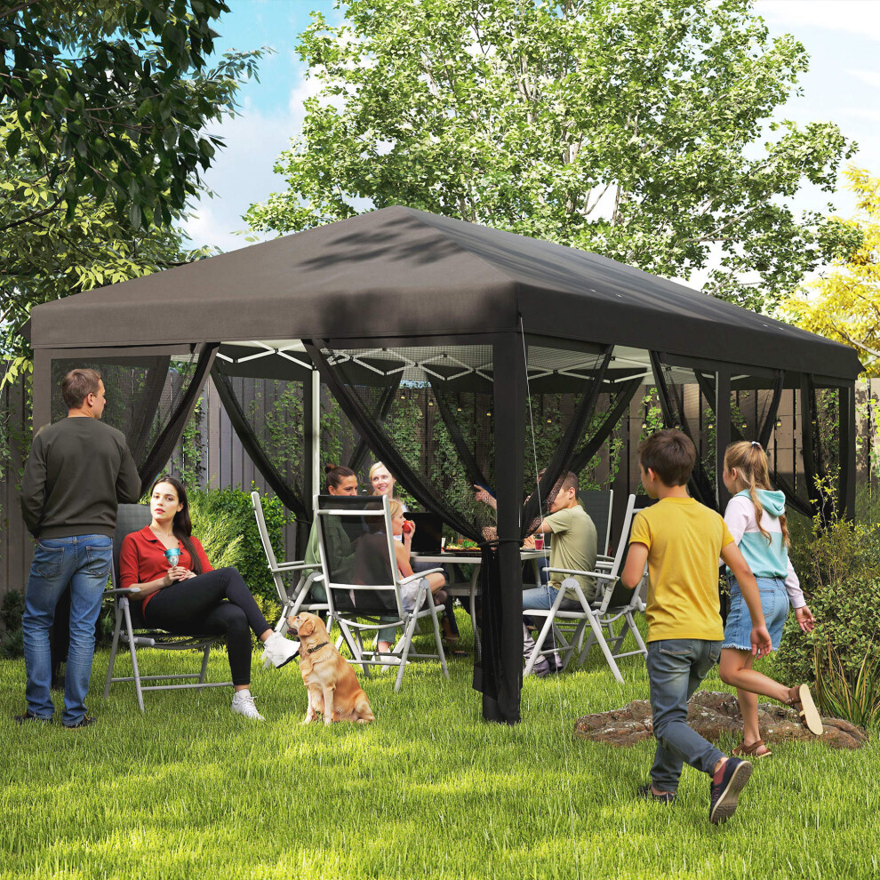 Outsunny 6 x 3(m) Pop Up Party Tent Canopy with 6 Removable Sidewalls Black