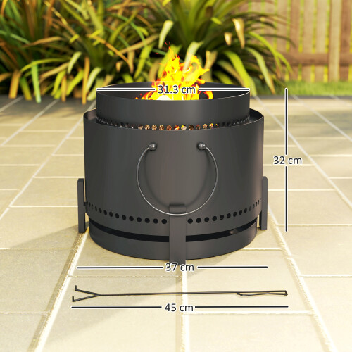 Outsunny Outsunny 37cm Smokeless Wood Burning Firepit Metal Fire Pit, Dark Grey 1