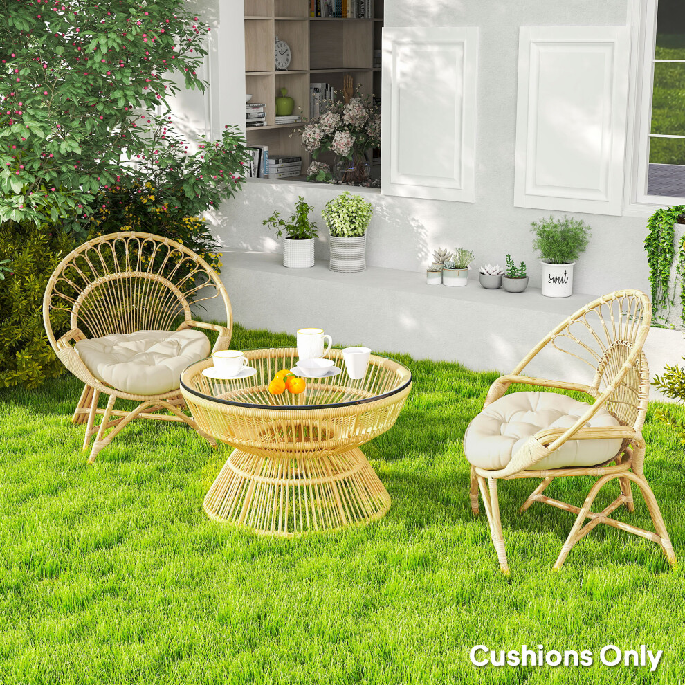 Outsunny Outdoor Seat Cushions Set of 2, Tufted Round Chair Pads, Beige