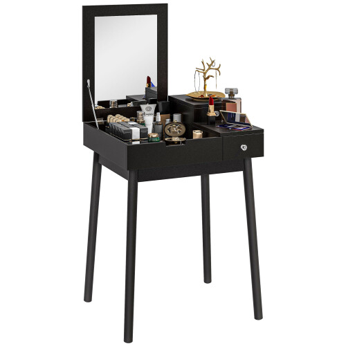 Homcom HOMCOM Dressing Table Vanity Desk Flip-up Mirror 2 Drawers, Black 1