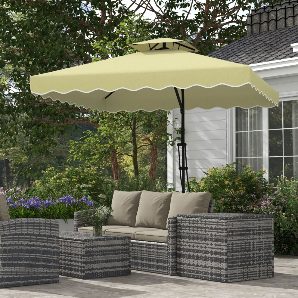 Outsunny 2.5M Square Cantilever Garden Parasol Umbrella With Cross Base, Beige