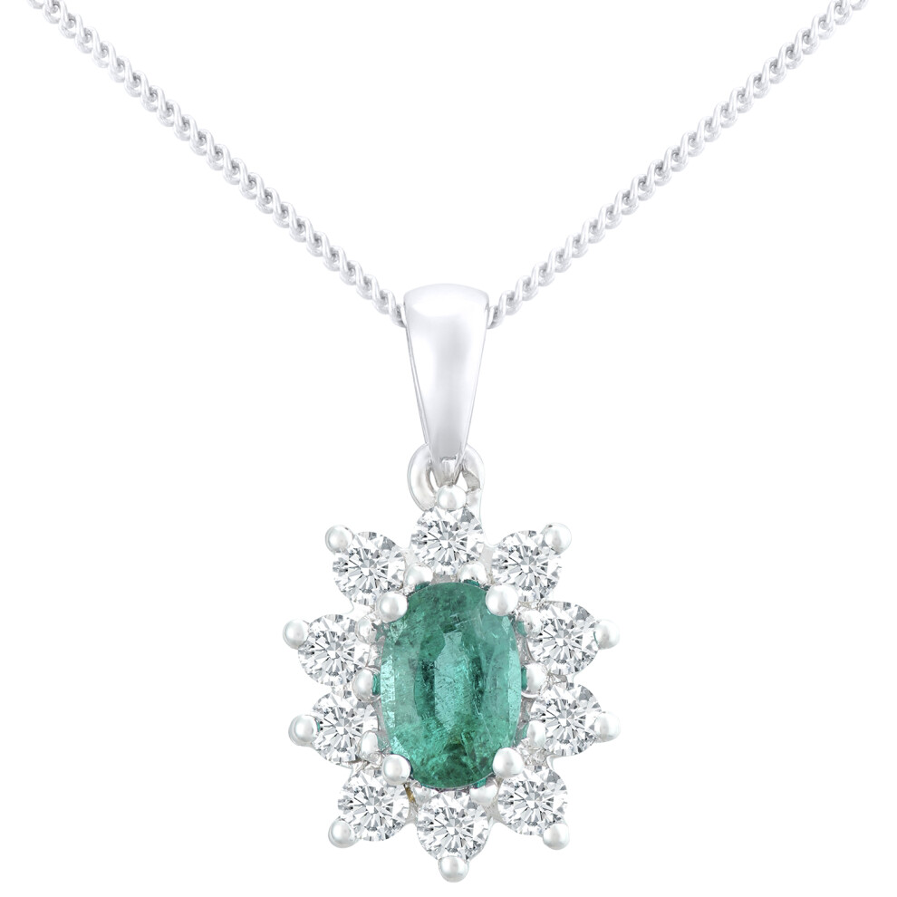 Jewelco London 18ct White Gold Round 1/3ct Diamond Cluster Pendant Necklace 18 inch 46cm - PP0AXL4387WEM