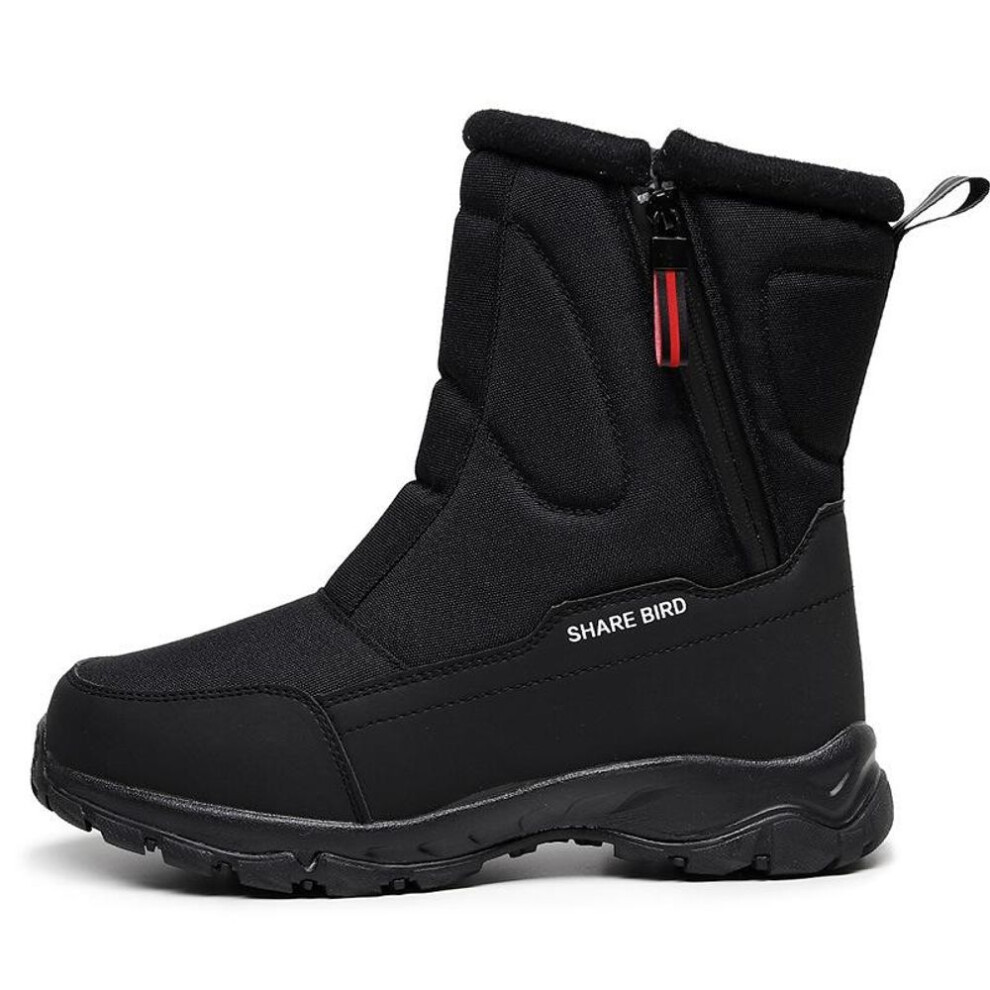 (as the picture, 42) Men&apos;s Winter Warm Snow Boots Non-slip Water Resistant Mid-calf Ankle Booties Shoes With Zipper Faux Fur Lining Outdoor Sport Hiking Walking Boots