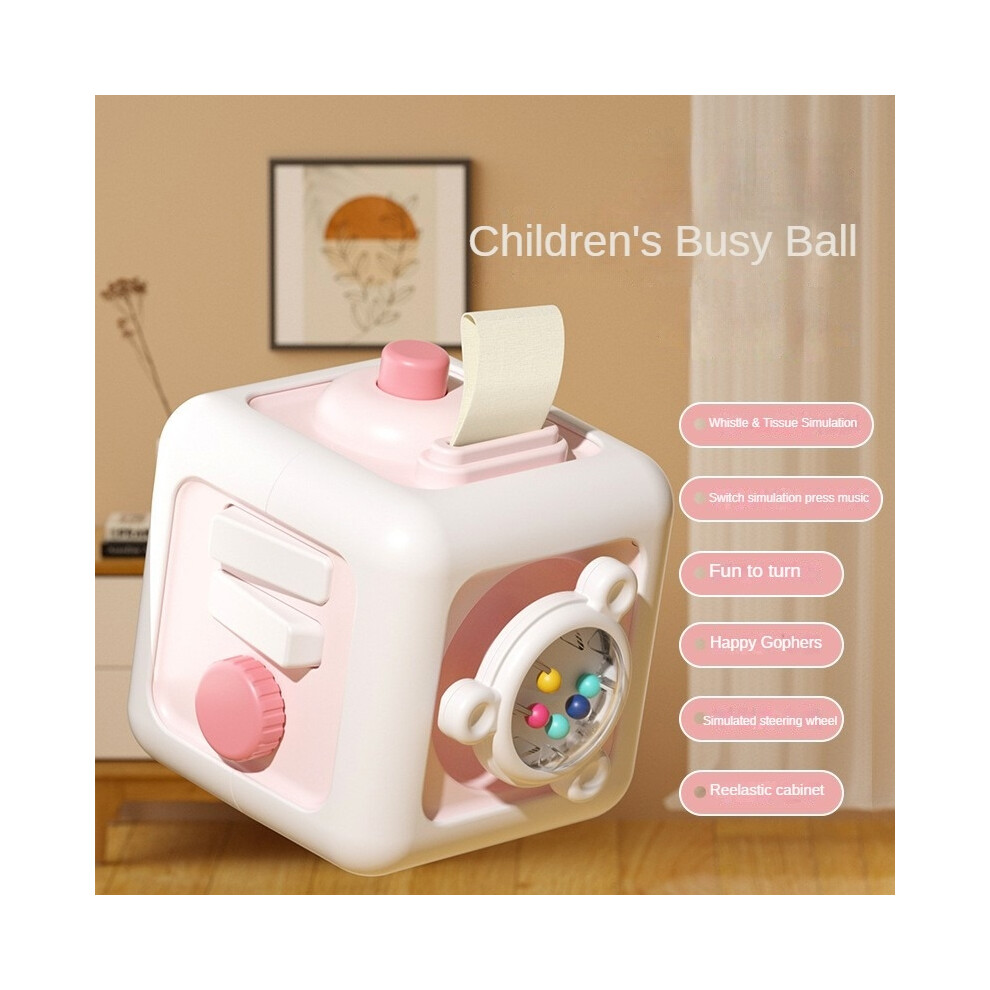 Photos - Other Toys  6 in 1 Montessori Educational Toys Sensory Busy Board Baby Practice Skills Drawer(New Pink)