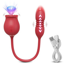 (GM45-Red) Rose-Sucking Vibrator for Women Thrusting Dildo Nipple Vacuum Sucker Clitoris Stimulator Female Vibrating Egg Adult Sex Toys