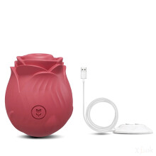 (GM42-Red) Rose-Sucking Vibrator for Women Thrusting Dildo Nipple Vacuum Sucker Clitoris Stimulator Female Vibrating Egg Adult Sex Toys