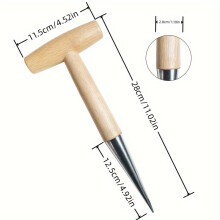 (Horticultural Hole Punch) Vintage-Style Garden Hole Punch Tool - Durable Chloroprene Rubber with Wooden Handle for Easy Planting & Sapling Transplantation
