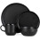 BO867005BLK Luna 16 Piece Dinnerware Set, Stoneware, Matte Black with Gloss Speckle 1