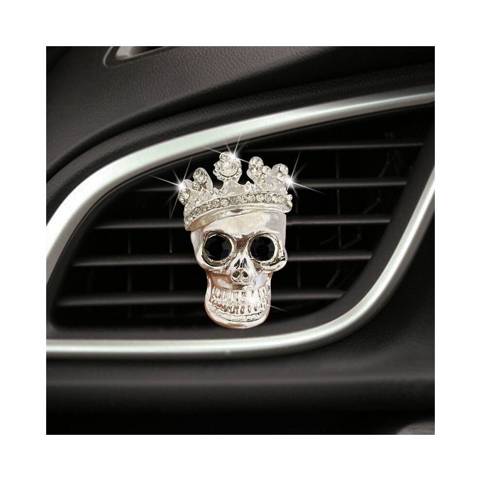 Silver (Silver) Car Skull Metal Perfume Fragrance Air Conditioning Vent Scent Clip Freshener