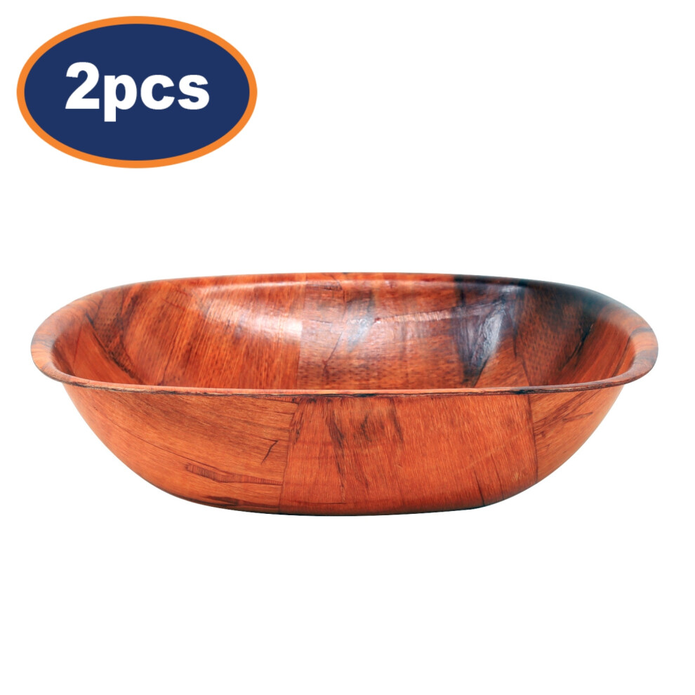 Wood Bowl 20cm Woven Pattern Snacks Salad Soup Ramen Serving Kitchen Bowl 2Pcs-image-OPC-PGGSGGV-NEW